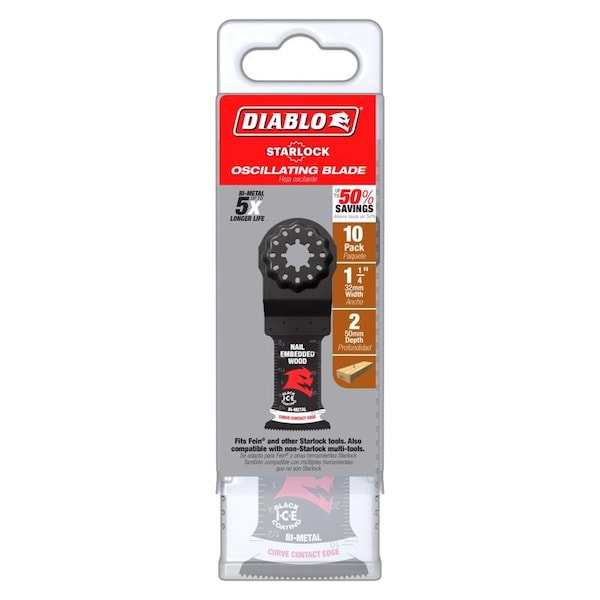 Diablo Starlock 1-1/4 in. W Bi-Metal Curved Contact Edge Oscillating Blade Nail-Embedded Wood 10 pk